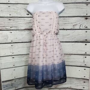 Mudd XL Juniors Strapless White Blue Floral Dress